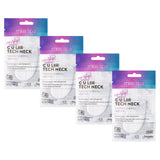 Four packaged neck hydrating masks designed to be worn against the neck wrinkles for hydration.