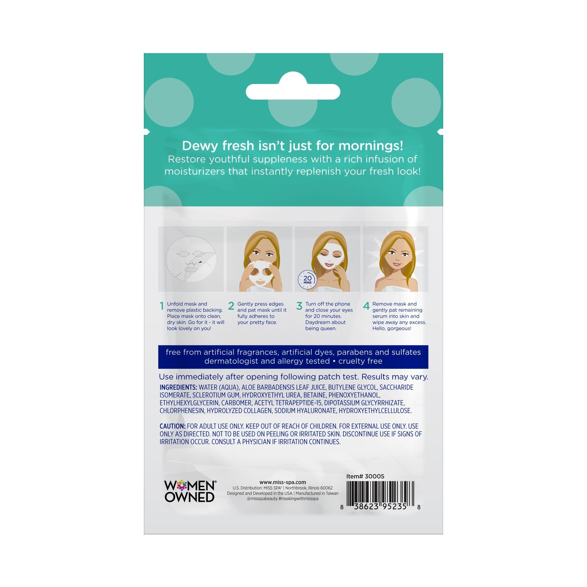miss spa hydrate facial sheet mask back image