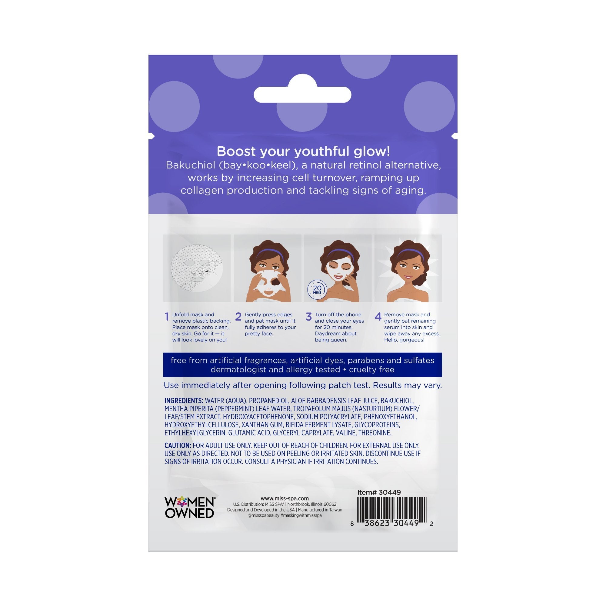 Miss Spa Bakuchiol Repairing Sheet Mask back image