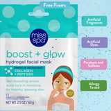 Miss Spa boost + glow hydrogel facial mask 