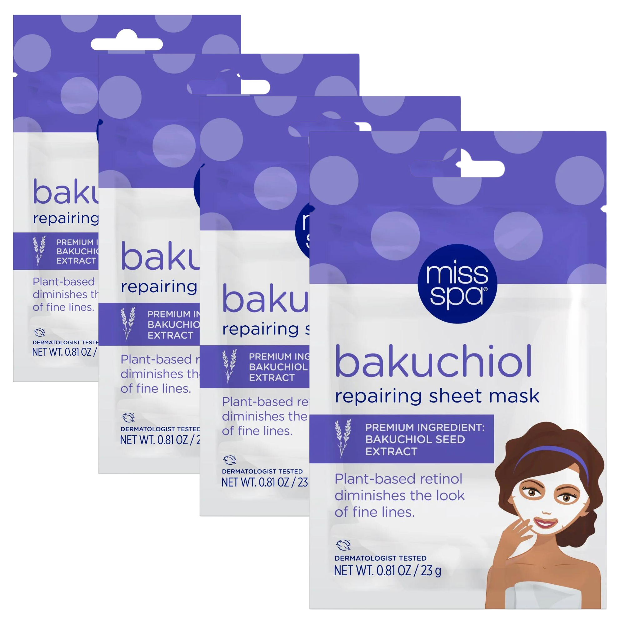 Bakuchiol Repairing Facial Sheet Mask 4 pack