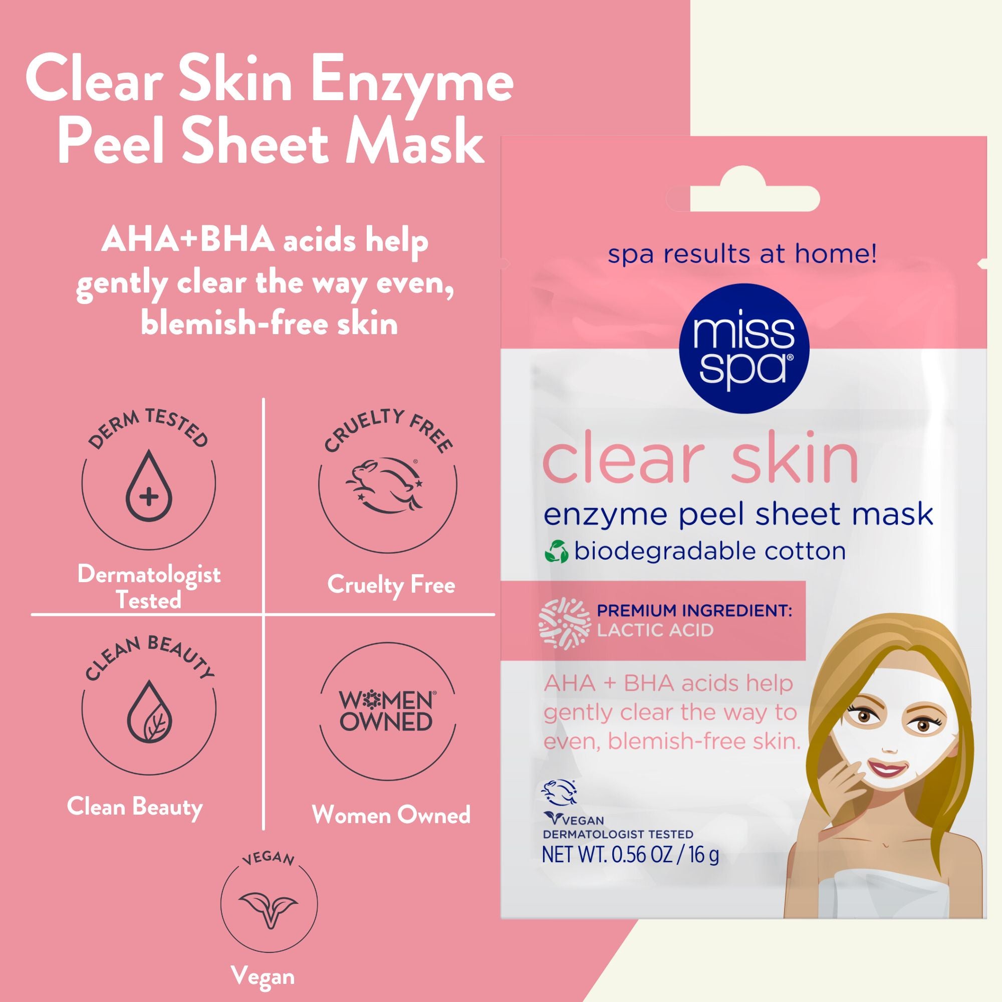 Clear Skin Enzyme Peel Sheet Mask 4 Pack