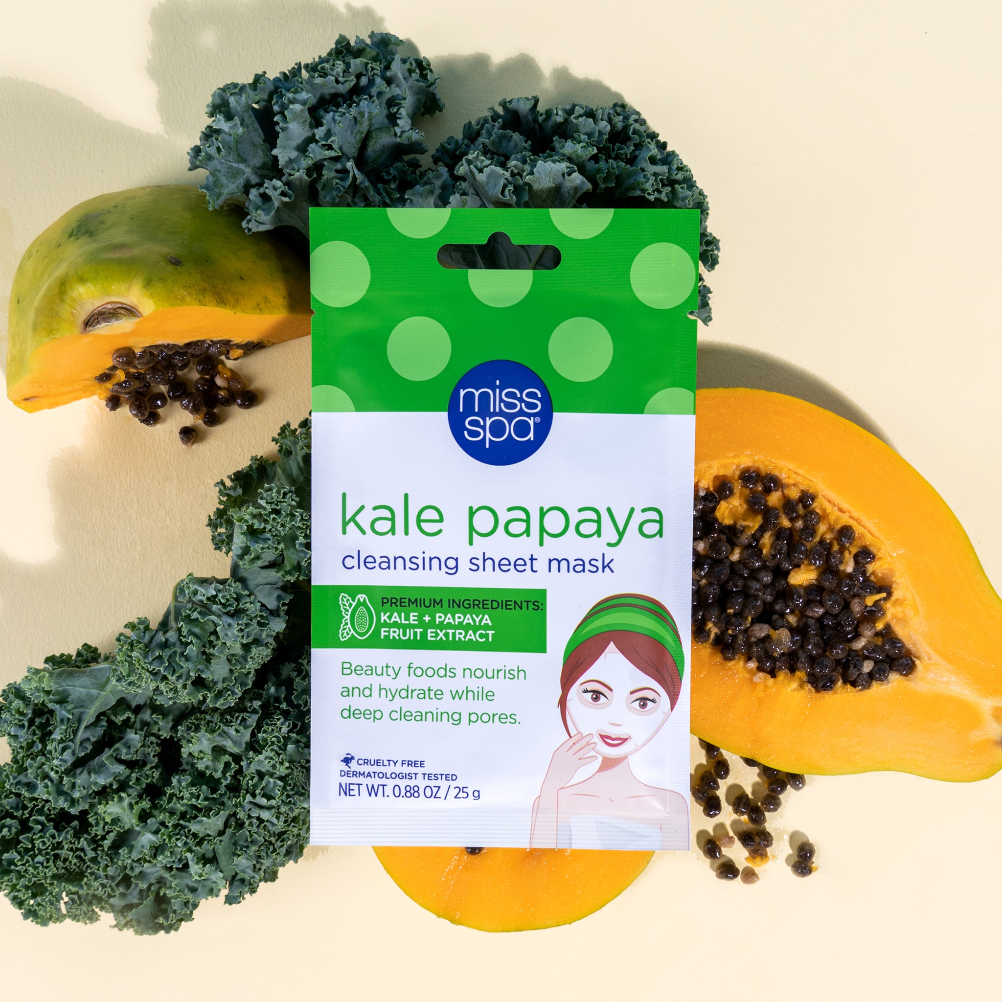 Kale Papaya Cleansing Sheet Mask 4 Pack