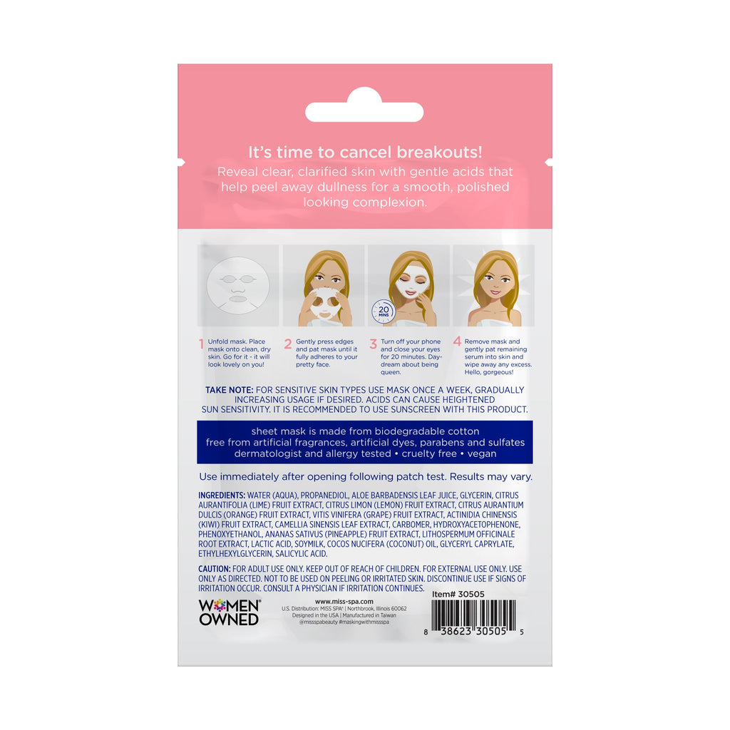 Clear Skin Enzyme Peel Sheet Mask 4 Pack – Miss Spa